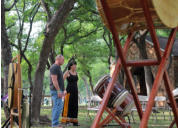 Dawn and Bryan surveying the setup at MANY Faces ONE Peace ALL My Relations Festival at Kiest Park, May, 2013